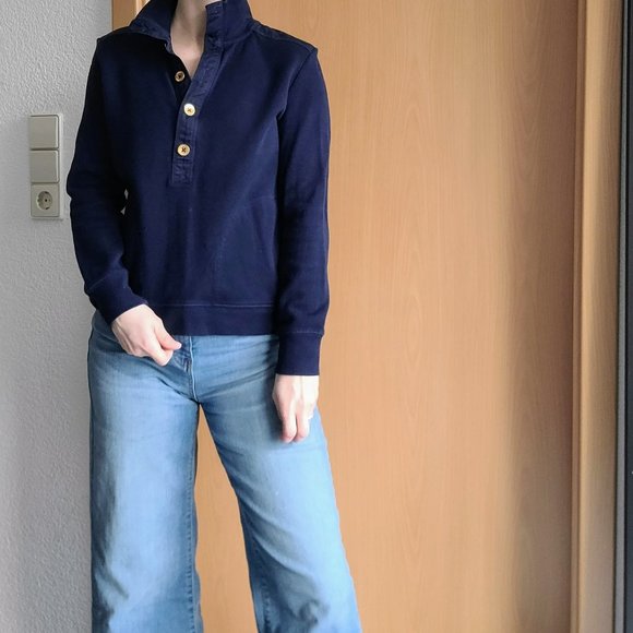Lauren Ralph Lauren Navy Blue Pullover Button Collar Sweater - Small Petite - Picture 1 of 12